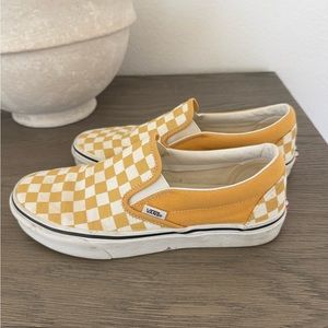 Vans women’s Checkerboard Slip-On Shoes - Yellow